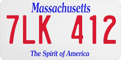 MA license plate 7LK412