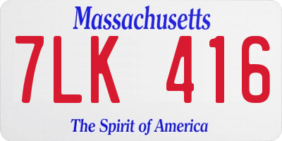 MA license plate 7LK416