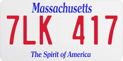 MA license plate 7LK417