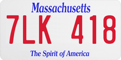 MA license plate 7LK418
