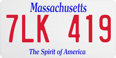 MA license plate 7LK419