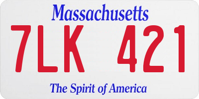 MA license plate 7LK421