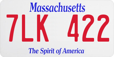 MA license plate 7LK422