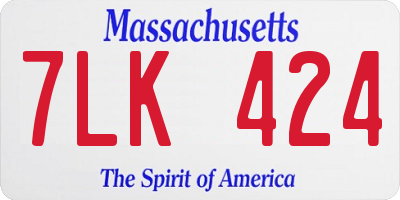MA license plate 7LK424