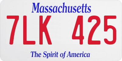 MA license plate 7LK425