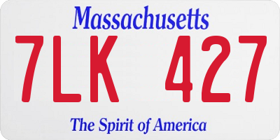 MA license plate 7LK427