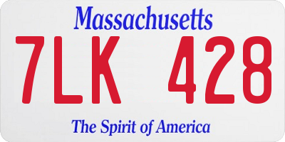 MA license plate 7LK428