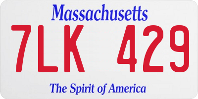 MA license plate 7LK429