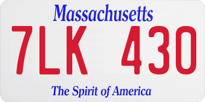 MA license plate 7LK430