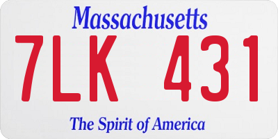 MA license plate 7LK431