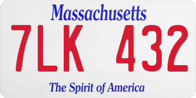 MA license plate 7LK432