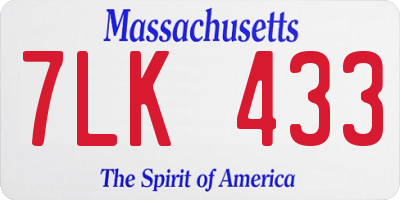 MA license plate 7LK433