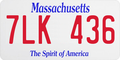 MA license plate 7LK436