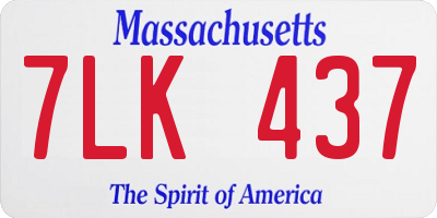 MA license plate 7LK437