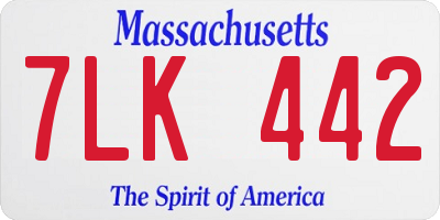 MA license plate 7LK442