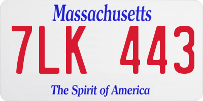 MA license plate 7LK443