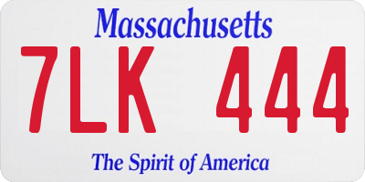 MA license plate 7LK444