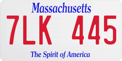MA license plate 7LK445