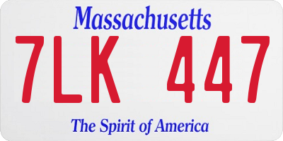 MA license plate 7LK447