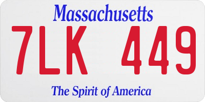 MA license plate 7LK449