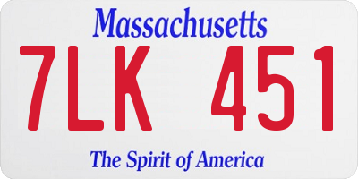 MA license plate 7LK451