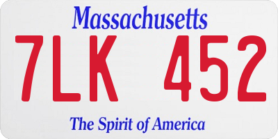 MA license plate 7LK452