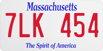 MA license plate 7LK454