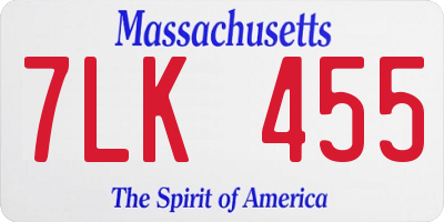 MA license plate 7LK455