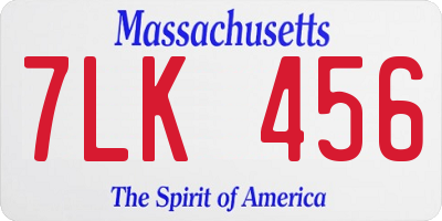 MA license plate 7LK456