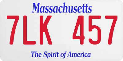 MA license plate 7LK457