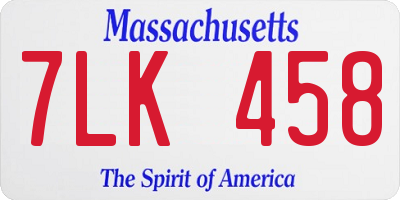 MA license plate 7LK458
