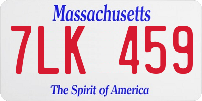 MA license plate 7LK459