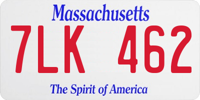 MA license plate 7LK462
