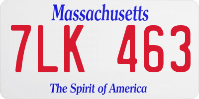 MA license plate 7LK463