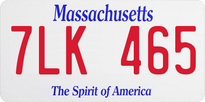 MA license plate 7LK465
