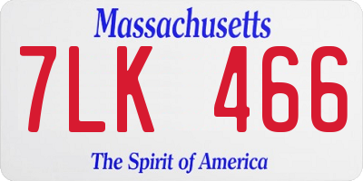 MA license plate 7LK466