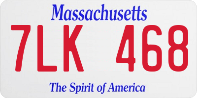 MA license plate 7LK468