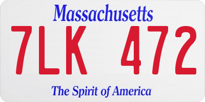 MA license plate 7LK472