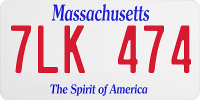 MA license plate 7LK474