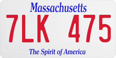 MA license plate 7LK475