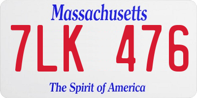 MA license plate 7LK476