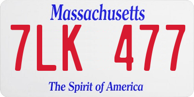 MA license plate 7LK477