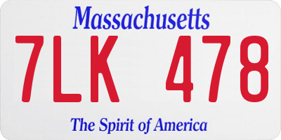 MA license plate 7LK478