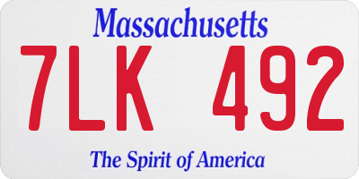MA license plate 7LK492