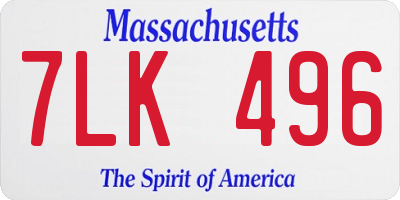 MA license plate 7LK496