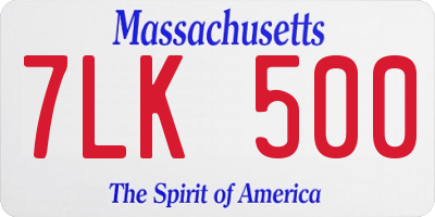 MA license plate 7LK500