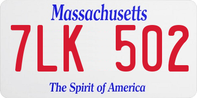 MA license plate 7LK502
