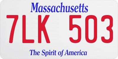 MA license plate 7LK503
