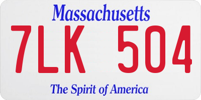 MA license plate 7LK504