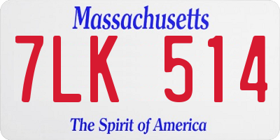 MA license plate 7LK514
